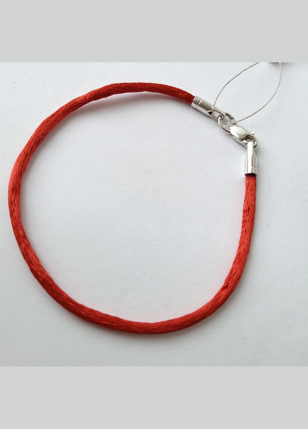 Червоний шовковий браслет оберег 17 см замок срібло 925 проби 4070 1.20г Nobrand (363969333)