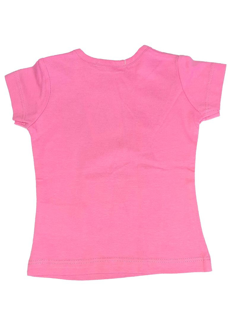 Розовая демисезонная футболка хлопковая з принтом для девочки bdo44327 Fox