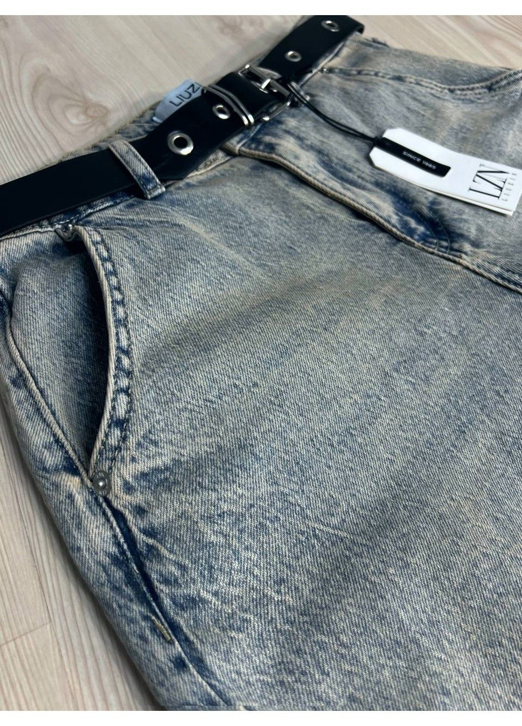 Шорти жіночі джинсові 1358 SKATER бермуди подовжені з ременем блакитні Liuzin (336432865)