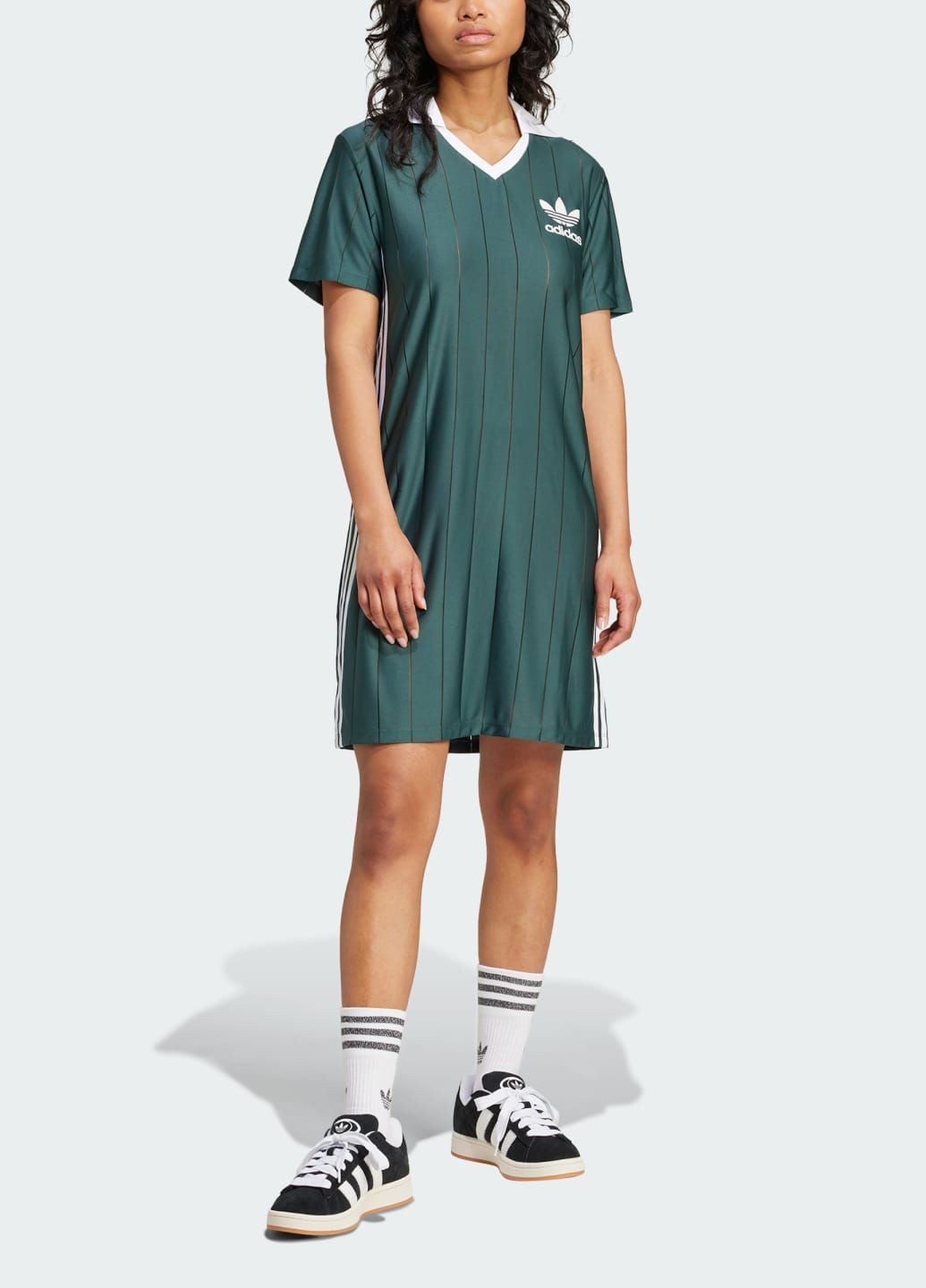 Зелена спортивна сукня adicolor 3-stripes pinstripe adidas з логотипом