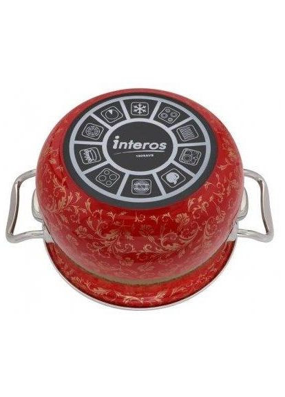 Каструля емальована Арабська ніч з кришкою 5.1л 22 см червона (1818) Interos (368774274)