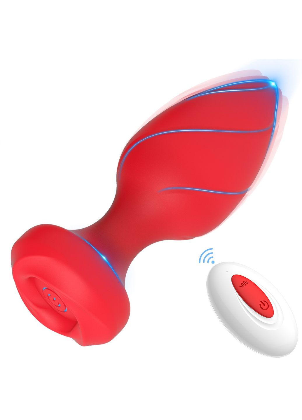 Анальна пробка червона з вібрацією та дистанційним пультом керування No Brand (315725413)