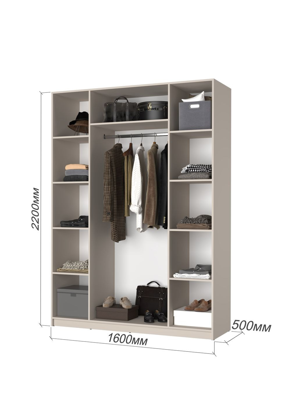 Шкаф 4-дверный с антресолью Оскар ДСП BG, стандарт 160x52x260 см (MBS-4992) MebelStar (371688755)