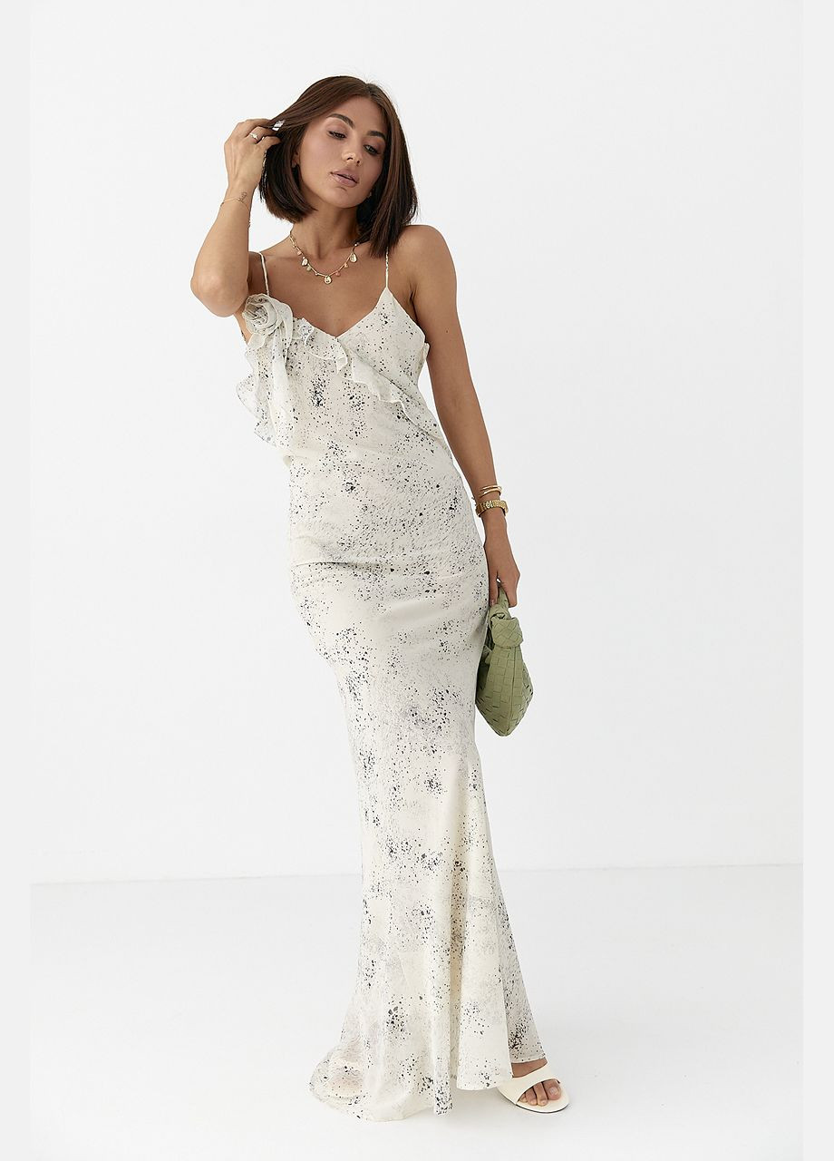 Летний женский шифоновый сарафан с цветком Lurex