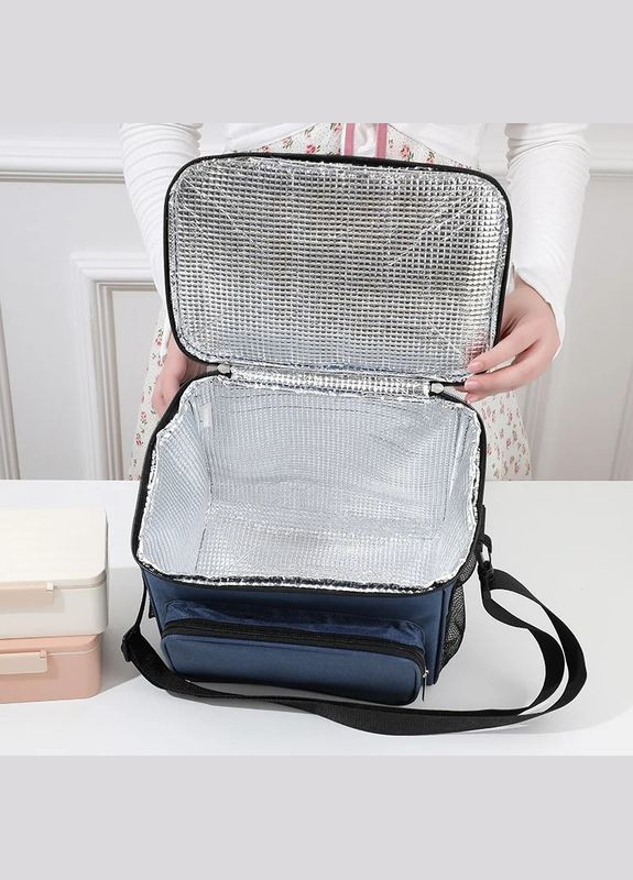 Вместительная сумка холодильник для еды с собой, LunchBag 10л, 24х26х17 см, синяя More (299716017)