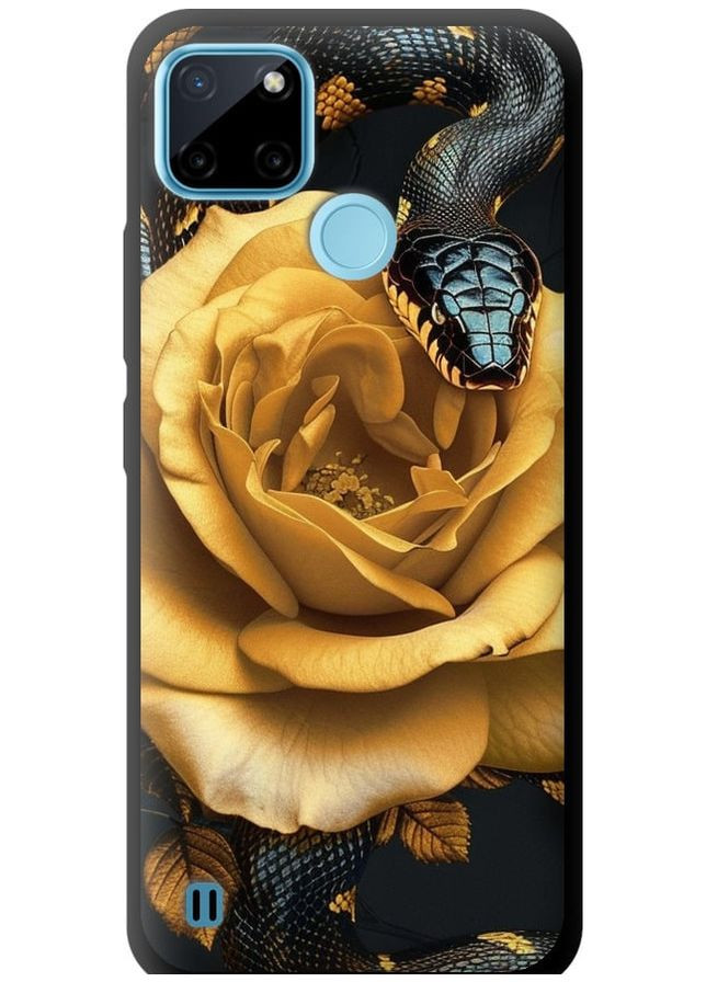 TPU чорний чохол 'Black snake and golden rose' для Endorphone Realme C25Y (286763356)