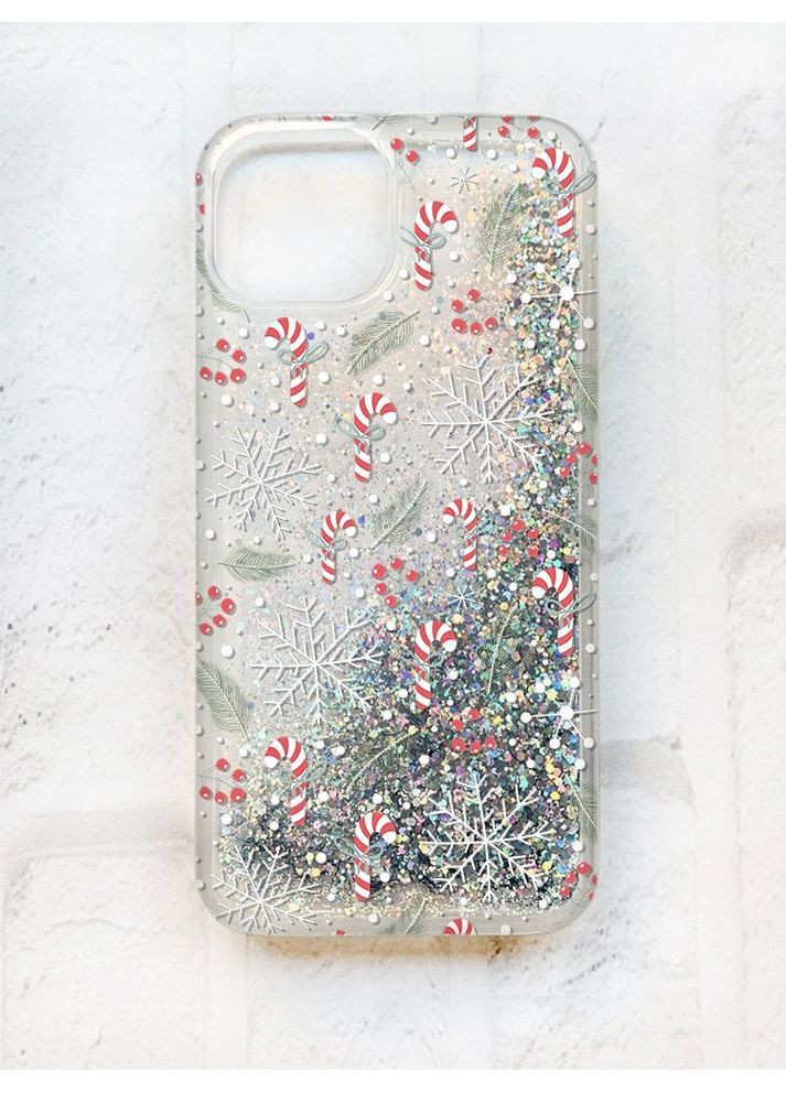 Чохол із плаваючими блискітками на iPhone 13 Срібний:: Новорічний фон (принт 199) Creative (362968527)