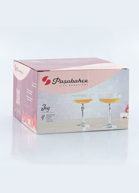 Набір келихів для шампанського з 4 шт Joy об'ємом 255 мл ПУ (440320) Красиві келихи на ніжці Pasabahce (304274179)