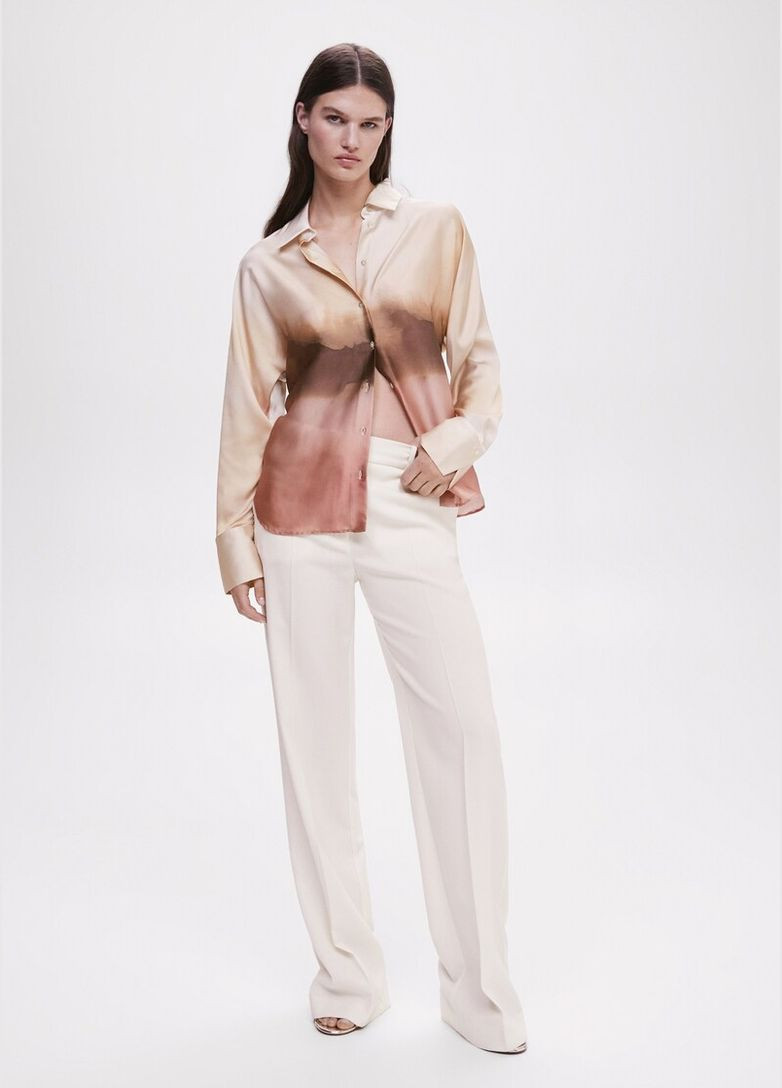 Бежевая рубашка Mango с длинным рукавом