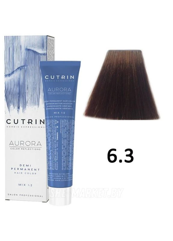 Безаммиачная краска 6.3 Темный Золотистый Блондин Aurora Demi Permanent Hair Color, 60 мл Cutrin (396343973)