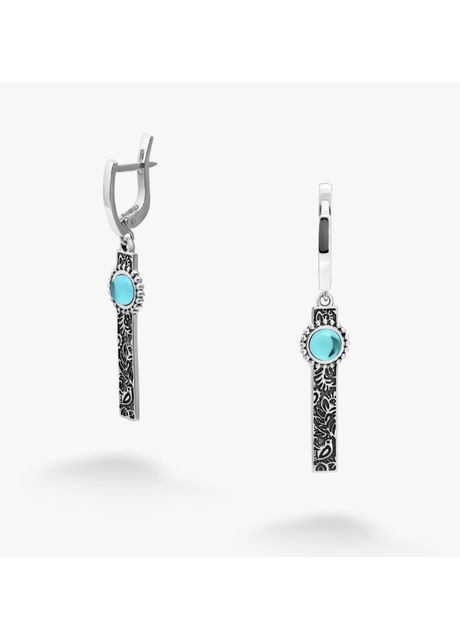 Сережки етнічні срібні з орнаментом Гайка Indicolite 925 Skifska Etnika (364202866)