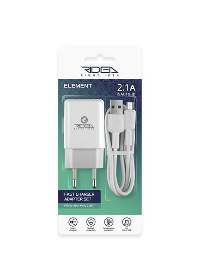 Сетевое Зарядное Устройство RW-11111 Element Micro 2.1 A Цвет Белый Ridea (337995109)