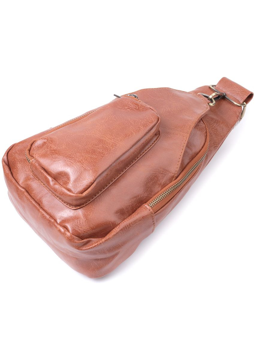 Женская слинг сумка из экокожи с текстильным ремешком Vintage рыжая (sku_22773) No Brand (329853453)