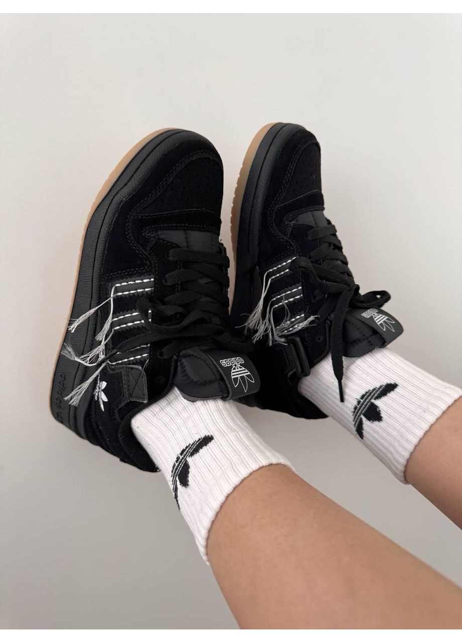 Чорні Осінні кросівки чоловічі adidas forum black / white threads адідас форум No Brand