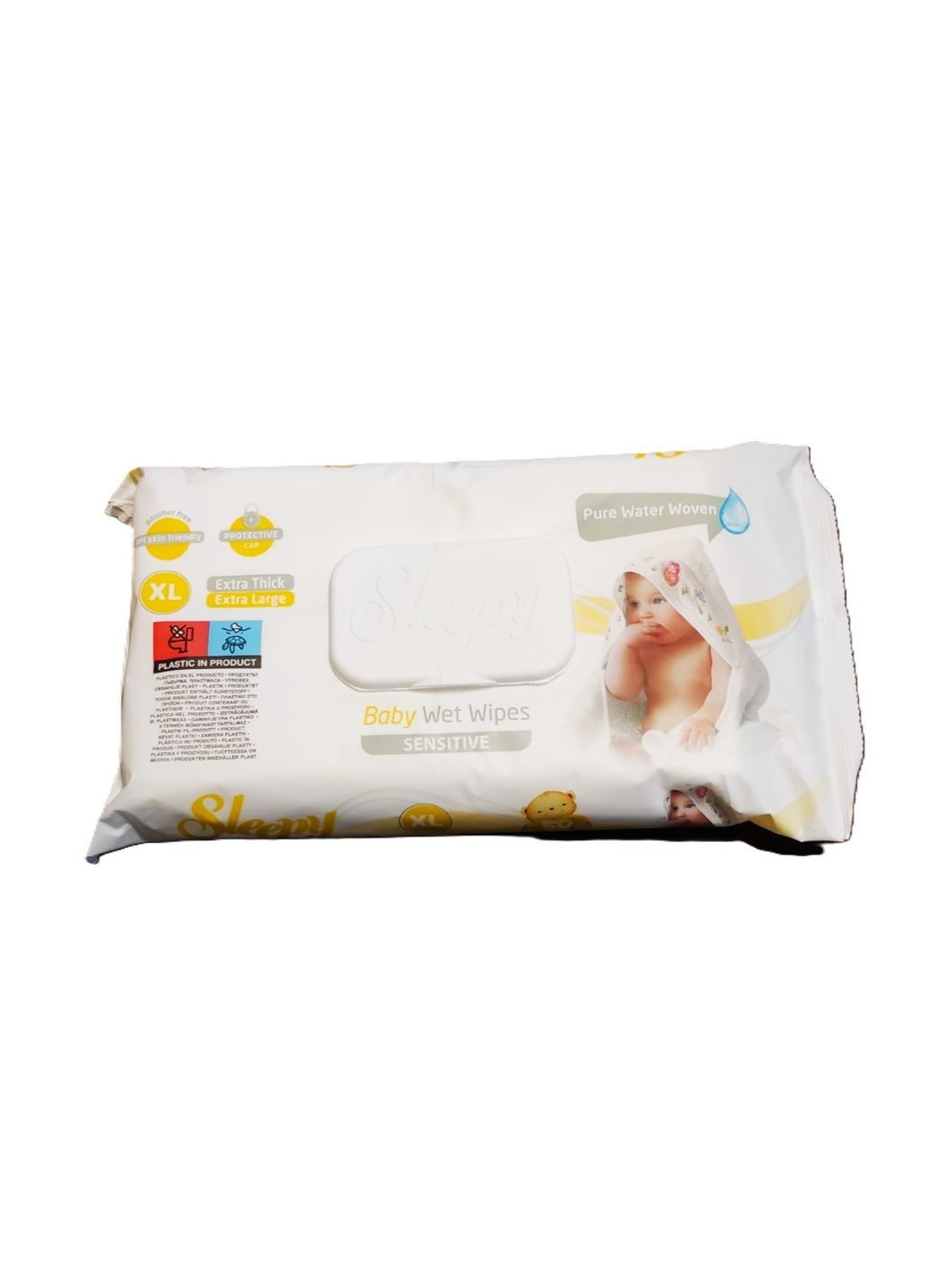 Детские влажные салфетки Baby Sensitive XL 50 шт, гипоаллергенные салфетки Слипи Беби для чувствительной кожи Sleepy (381107787)