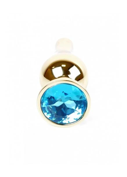 Анальная пробка из нержавеющей стали с голубым камнем Plug-Jewellery Gold BUTT PLUG- Light Blue Boss Series (372151725)