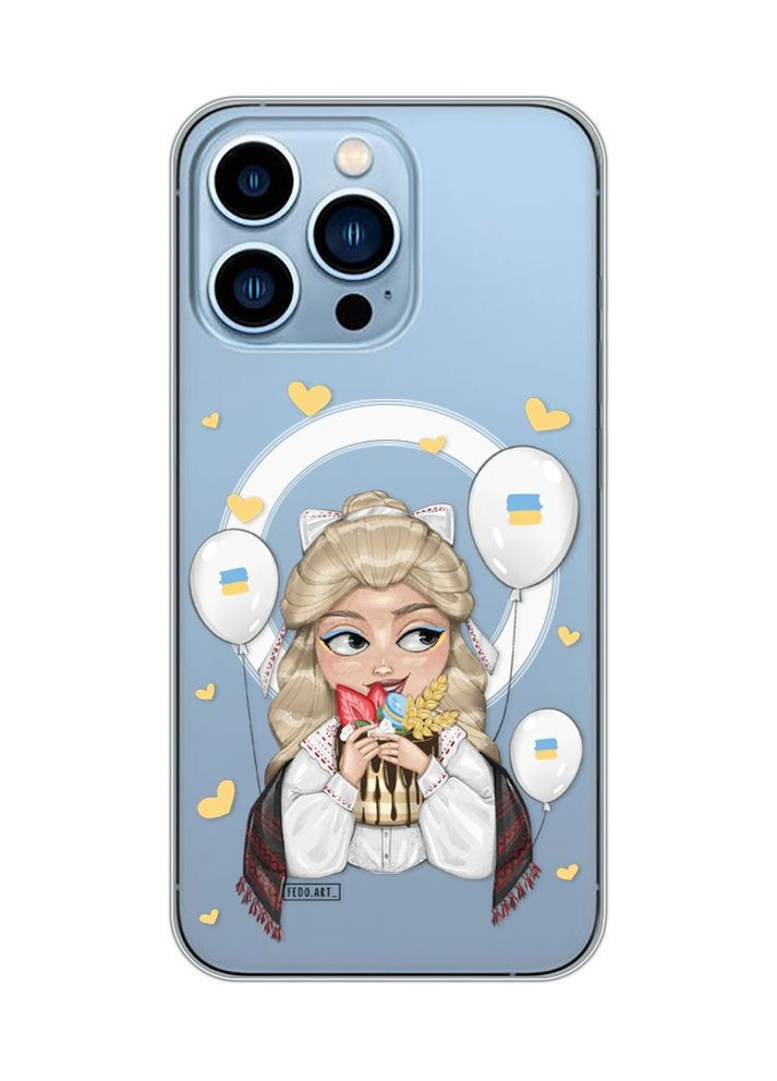 Магнітний чохол на iPhone 13 Pro Max із підтримкою MagSafe:: Українка з солодощами (патріотичний принт 175) Creative (360665672)