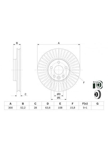 Диск тормозной FORD MONDEO IV передн., вент. (пр-во) 0 986 479 974 Bosch (366194917)