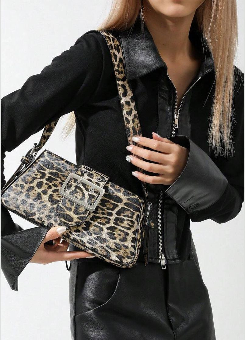 Женская сумка 10418 багет леопардовая бежевая No Brand (326487627)