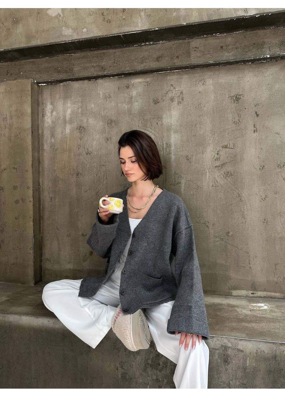 Серый демисезонный кардиган DK/DL Мода без кордонів