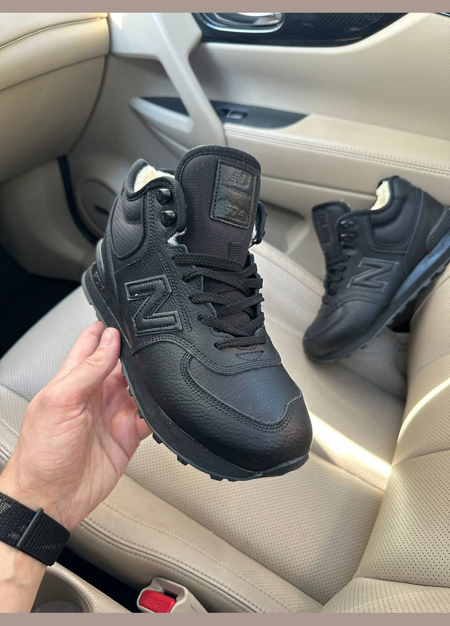 Кроссовки зимние женские и мужские New Balance 574 winter black fur | Нью Беланс 574 черные с мехом No Brand чёрные зима (308360713)