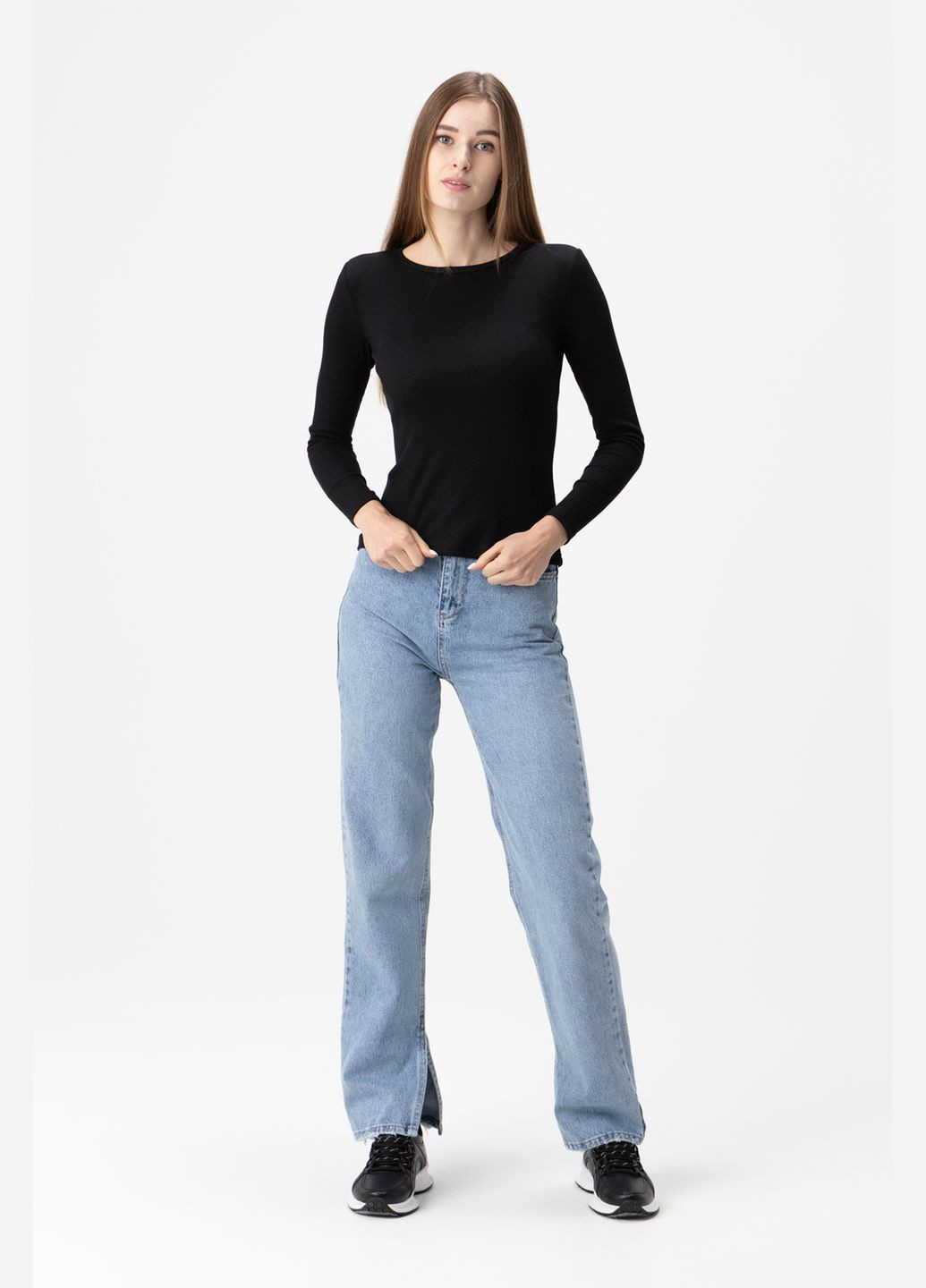 Лонгслив однотонный женский WBC02328 3XL Черный shop (2000991030473) LAWA (324557177)