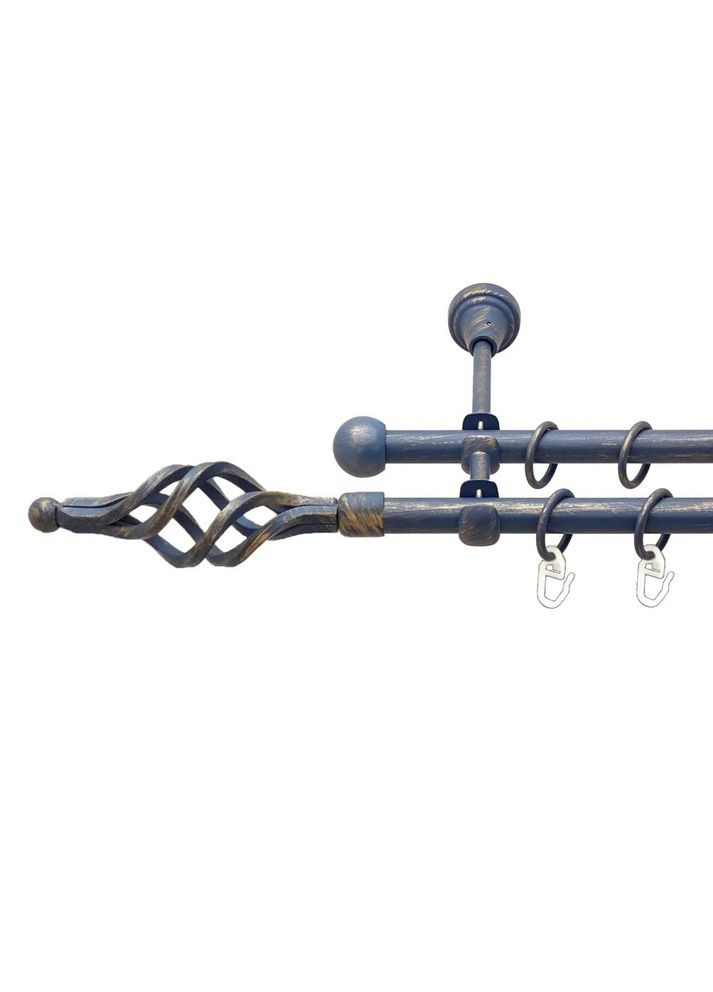 Карниз Ажур Мала металлический двухрядный открытый гладкая труба Лазурь Золотая 16\16 мм 300 см (00-00015628) ORVIT (300282127)