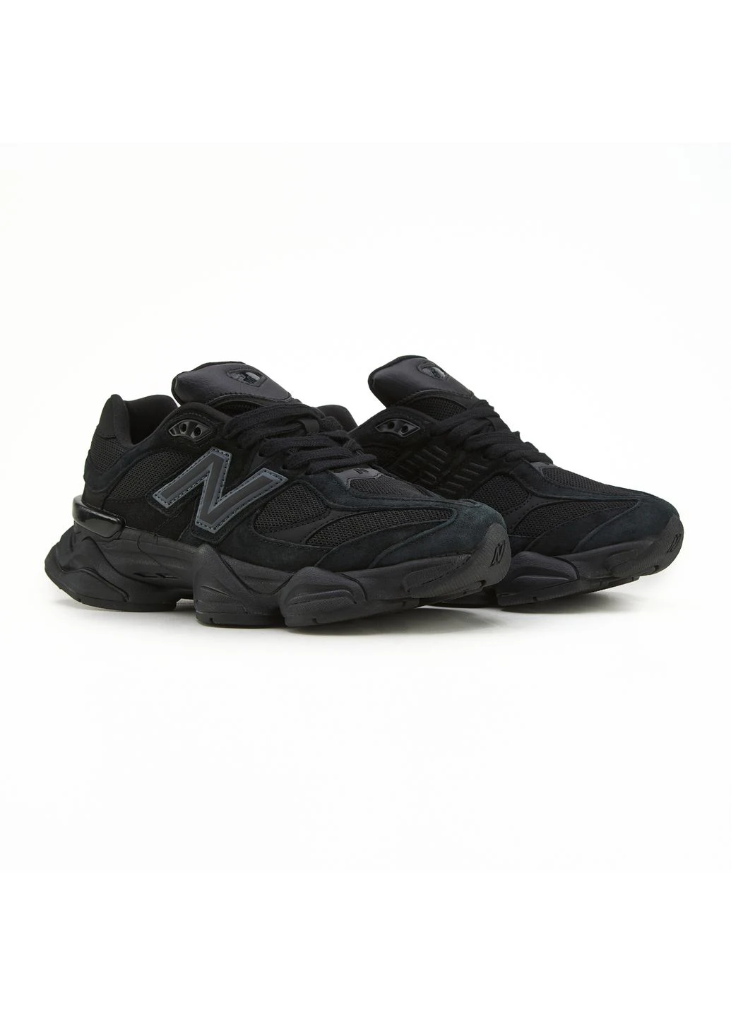 КРОССОВКИ ЖЕНСКИЕ NEW BALANCE 9060 BLACK GREY LOGO НЬЮ БЕЛАНС 9060 ЧЕРНЫЕ No Brand чёрные демисезоны (390650092)