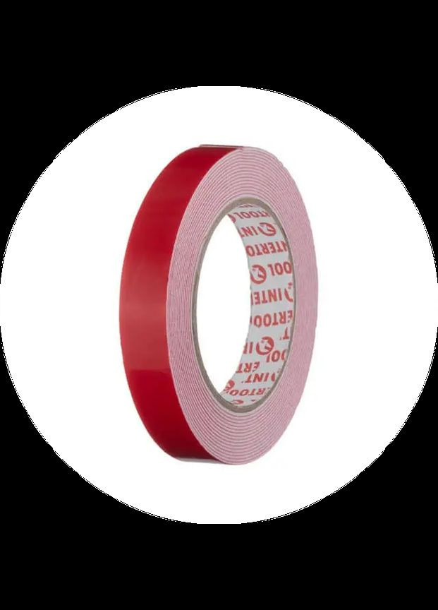 Спеціалізований двосторонній скотч на спіненій основі білий з червоним лайнером 18 ммх2,5 м, 1 мм, ящик 56 шт. No Brand (316091785)