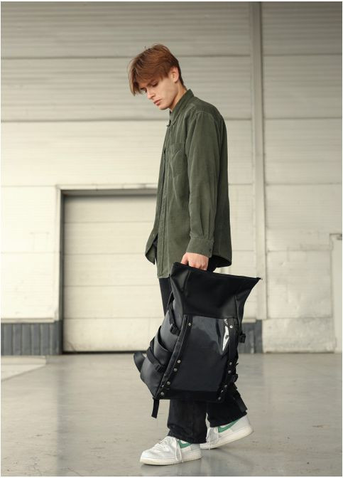 Рюкзак мужской из экокожи Hacking Черный Sambag (301871872)