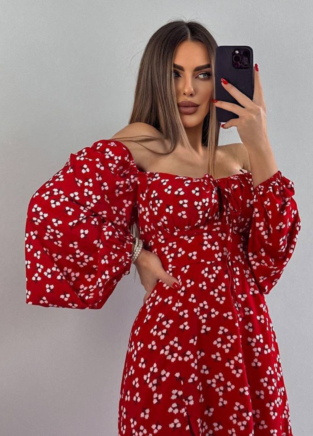 Летний женский женский сарафан из софт ткани с принтом цветочным и рукавами фонарик Tik-Tak в цветочек