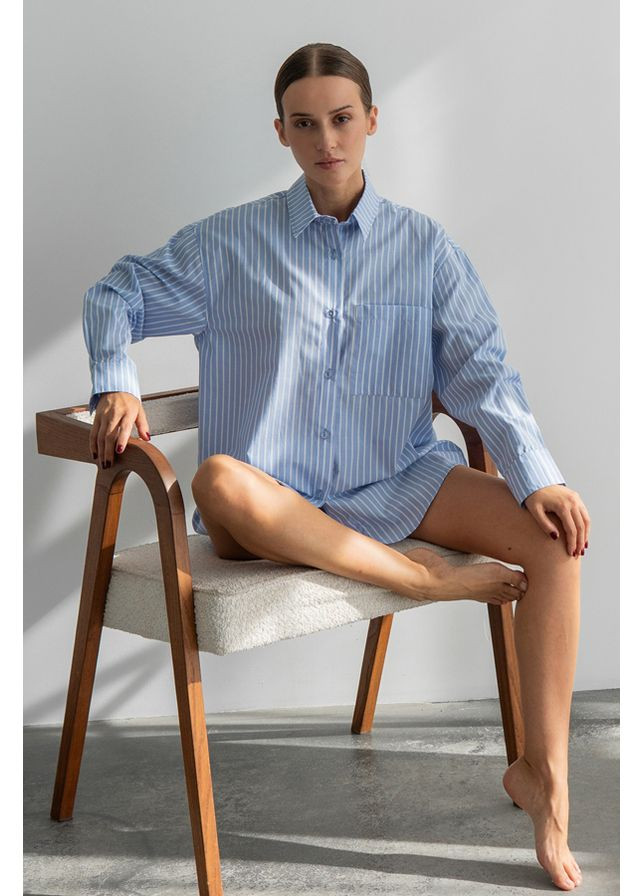 Голубой рубашка в полоску Forly