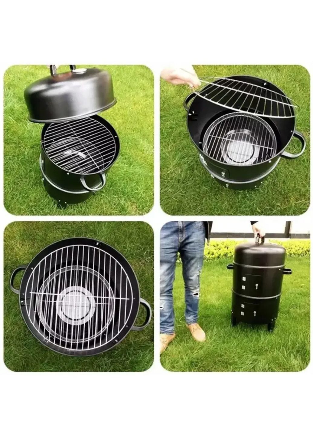 Гриль-коптильня угольная Garden Line, черный. Садовый гриль на углях для дачи. Коптилка домашняя,универсальная No Brand Garden Line BBQ5306 (345707454)