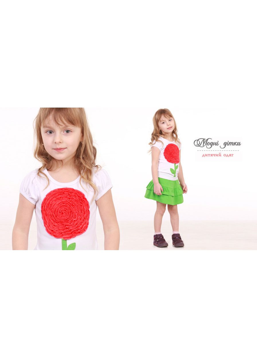 Желтая летняя детская футболка для девочки с вышивкой Модні дітки