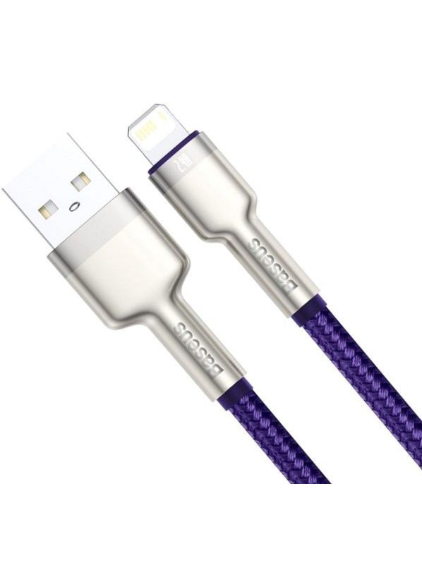 Кабель посилений Cafule Metal USB — Lightning 2.4 A (1m) фіолетовий (CALJK-A05) Baseus (279826500)