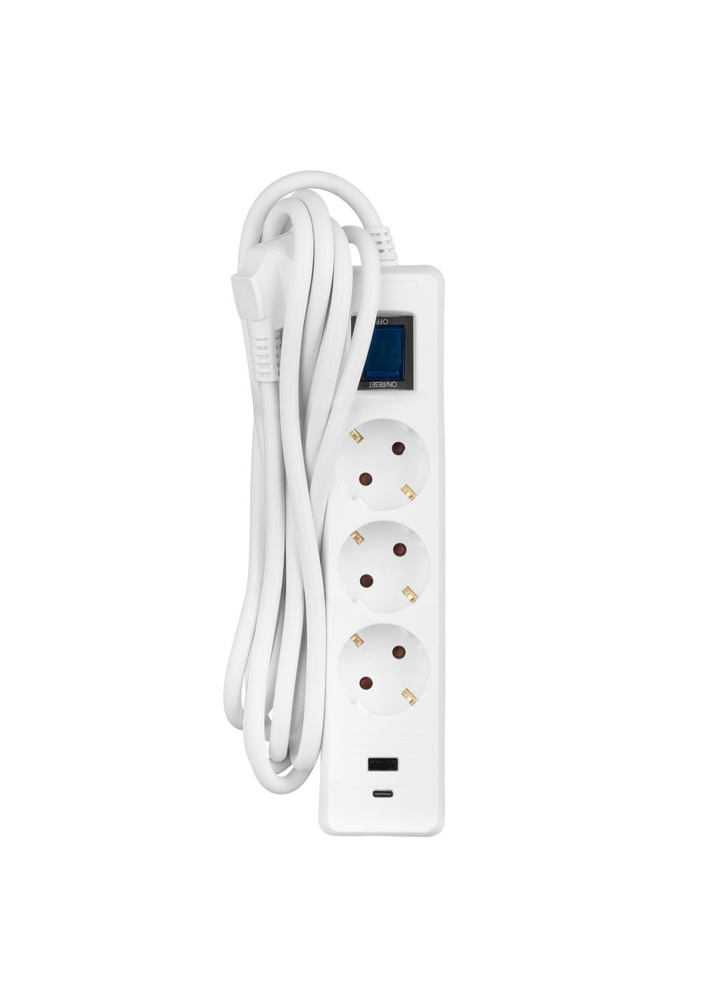 Удлинитель-фильтр сетевой 5xТип F, 3x1.5мм кв, 16A, 1xUSB-A, 1xUSB-C, с защитой от перегрузки, 3м, белый, 3м, белый 2E (362214292)