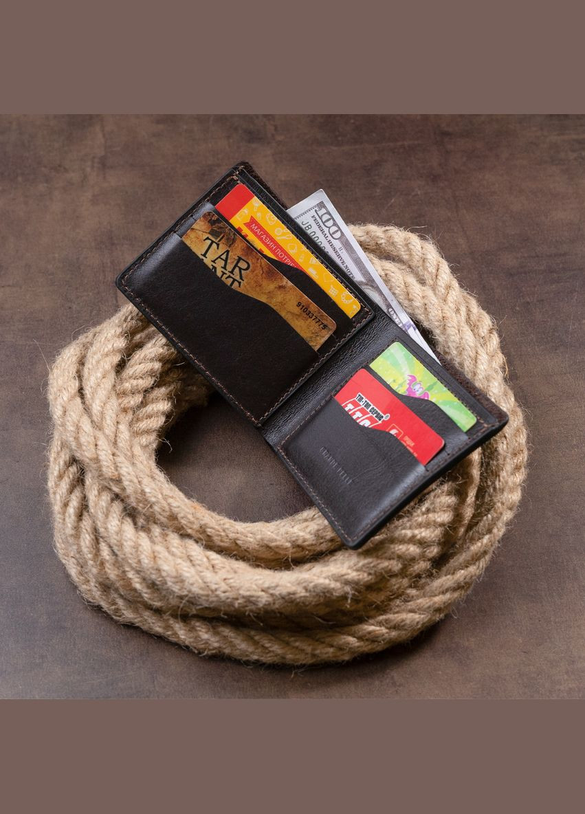 Стильное портмоне в гладкой коже 11312 Коричневое. Grande Pelle (331908364)