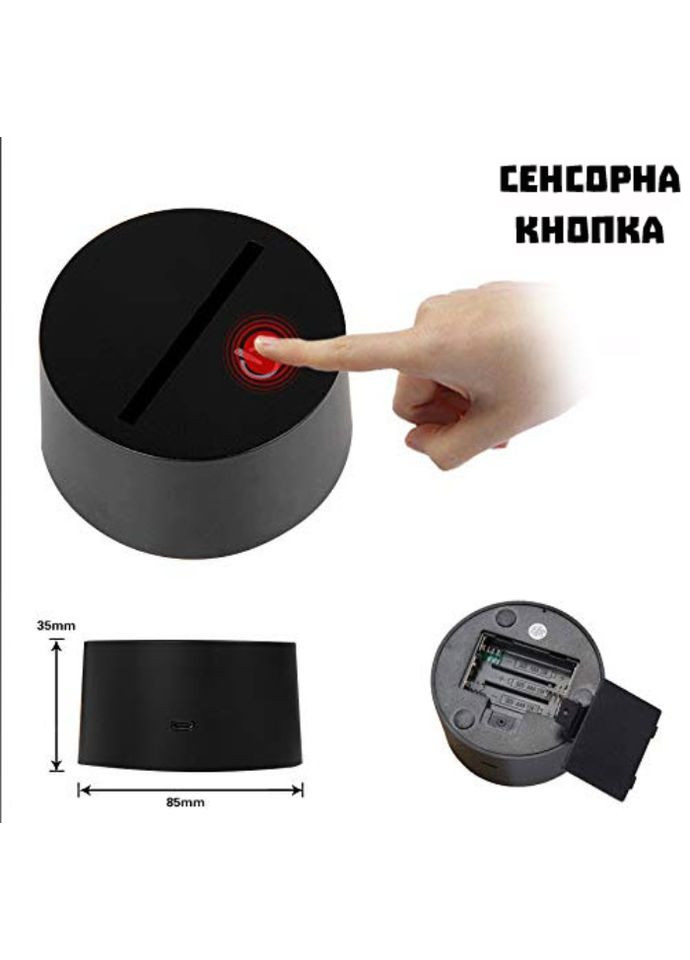 Креативна 3D настільна LED лампа нічник Астронавт, 7 кольорів, USB, чорна No Brand (315719869)