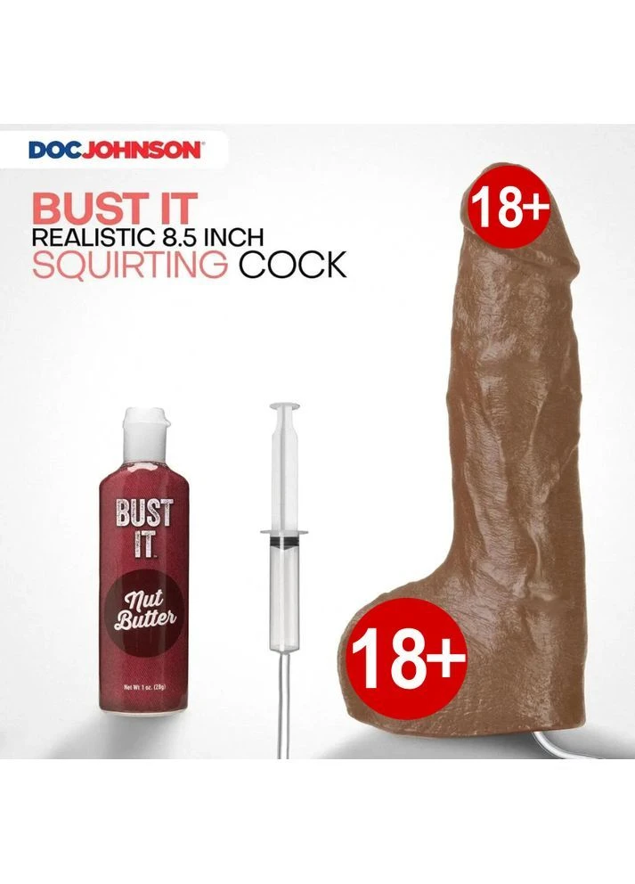 Кончающий фаллоимитатор Doc Johnson The Realistic Cock ULTRASKYN - Squirting 9,5 Inch Caramel No Brand (402622793)