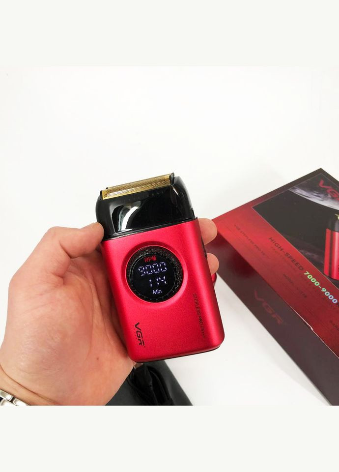 Машинка для стрижки бороды с аккумулятором VGR V-378 RED, LF-948 Профессиональная электробритва No Brand (351486055)