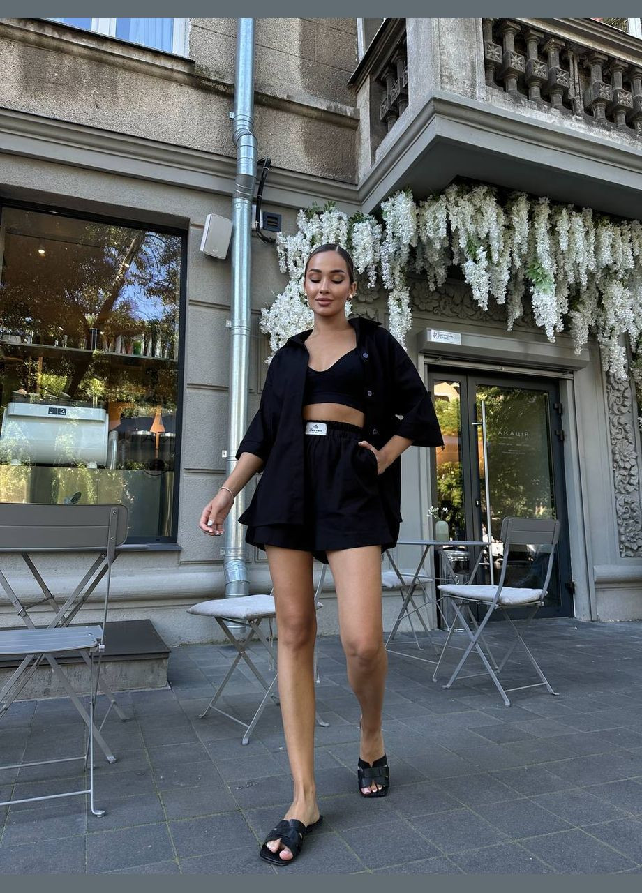 Лляний костюм з шортами та сорочкою Adelante (329693104)