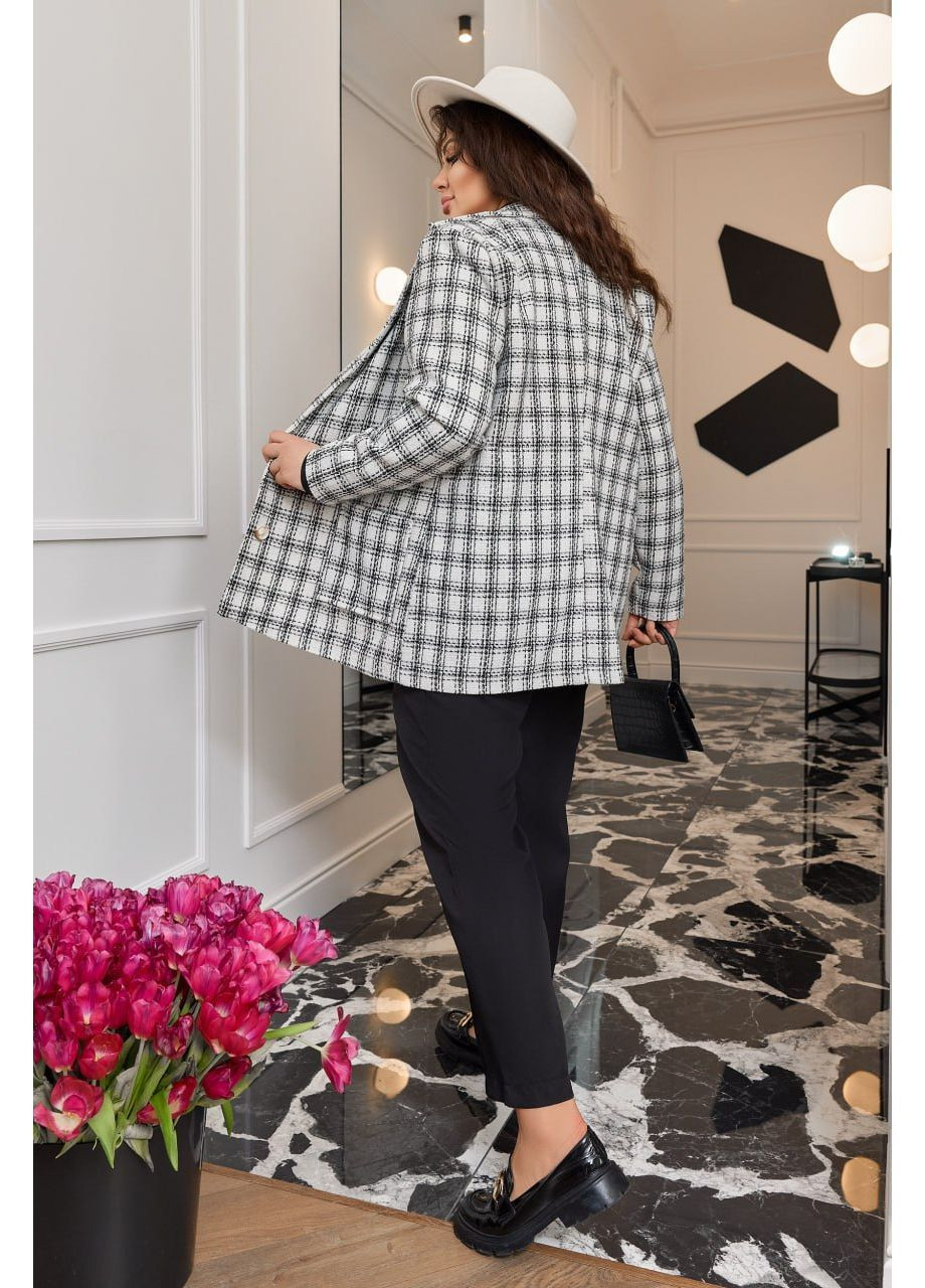 Белый женский пиджак женский букле Style Point в клеточку - всесезон