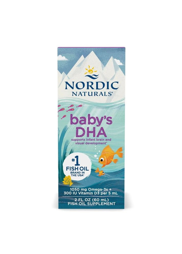 Рыбий жир (ДГК) для Детей с Витамином D3, Baby's DHA, with Vitamin D3,, 60 мл Nordic Naturals (336192608)
