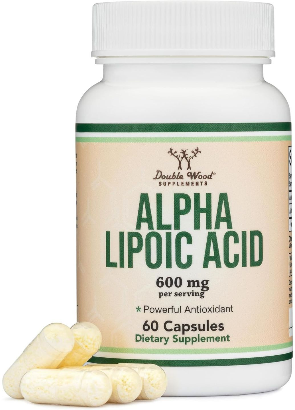 Альфа-ліпоєва кислота Double Wood Alpha Lipoic Acid 600 mg (на 2 капсули), 60 capsules Double Wood Supplements (299639341)