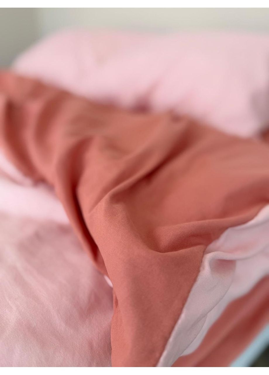 Постільна білизна з резинкою Персик з Рожевим, сатин Двухспальний розмір, наволочки 70/70 No Brand (363189875)