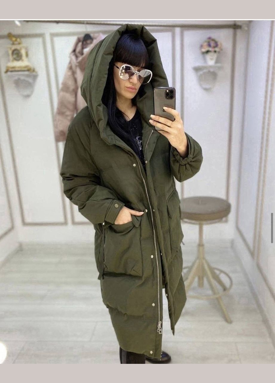 Оливковая (хаки) женское зимнее пальто Milani
