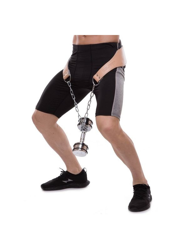 Пояс для обтяжень шкіряний (шкіра, ширина-7in (18см), з ланцюгом, бежевий) (SB-165130) Zelart (361433866)