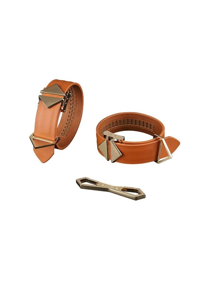 Фіксатори для рук та ніг Wristcuffs/Anklecuffs, коричневі, натуральна шкіра Lockink (315014839)
