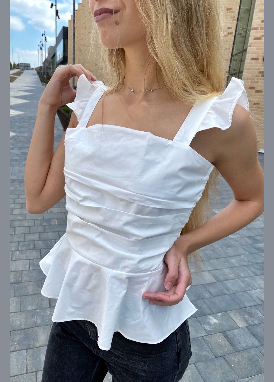 Белая летняя элегантная летняя блузка Lurex