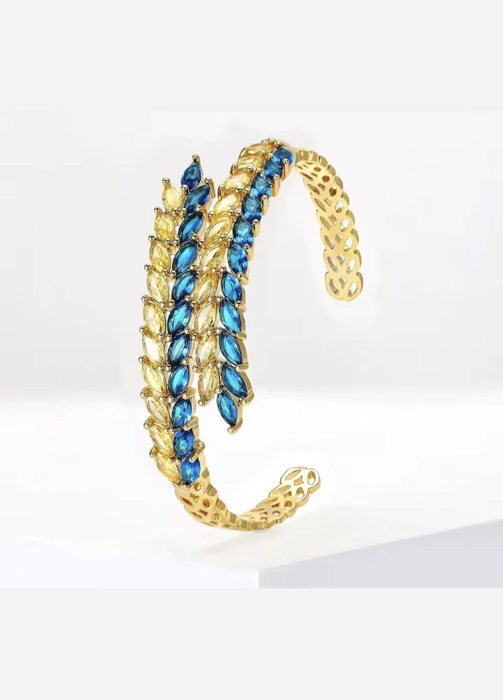 Браслет + кольцо желто-голубые колоски China (358234290)